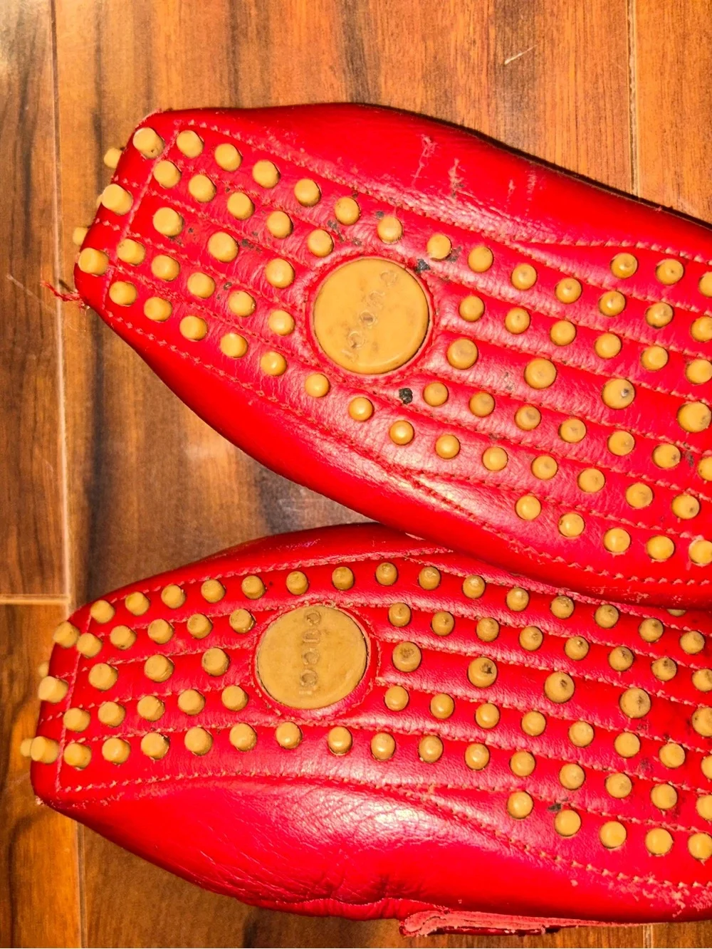 Gucci Red Leather Bamboo Bit Slip-On Loafers